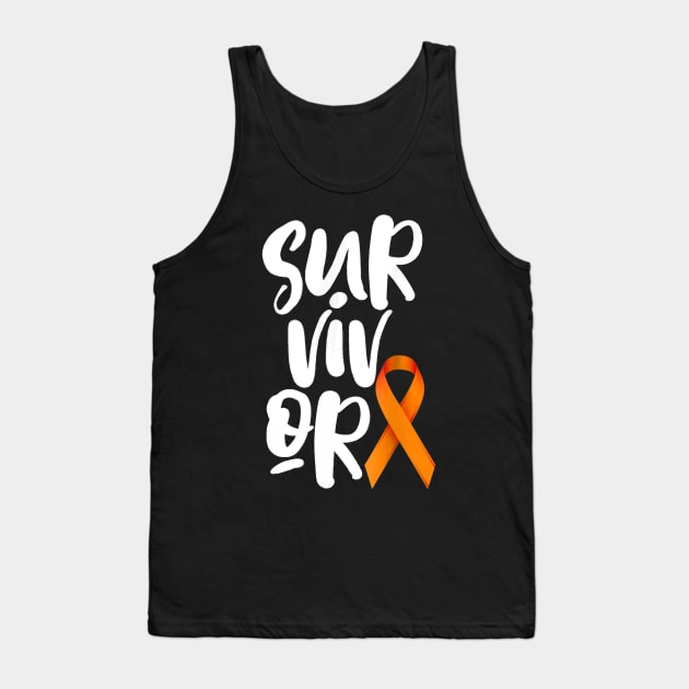 Leukemia Cancer Survivor Shirt Orange Ribbon Kidney Tank Top by mazurprop